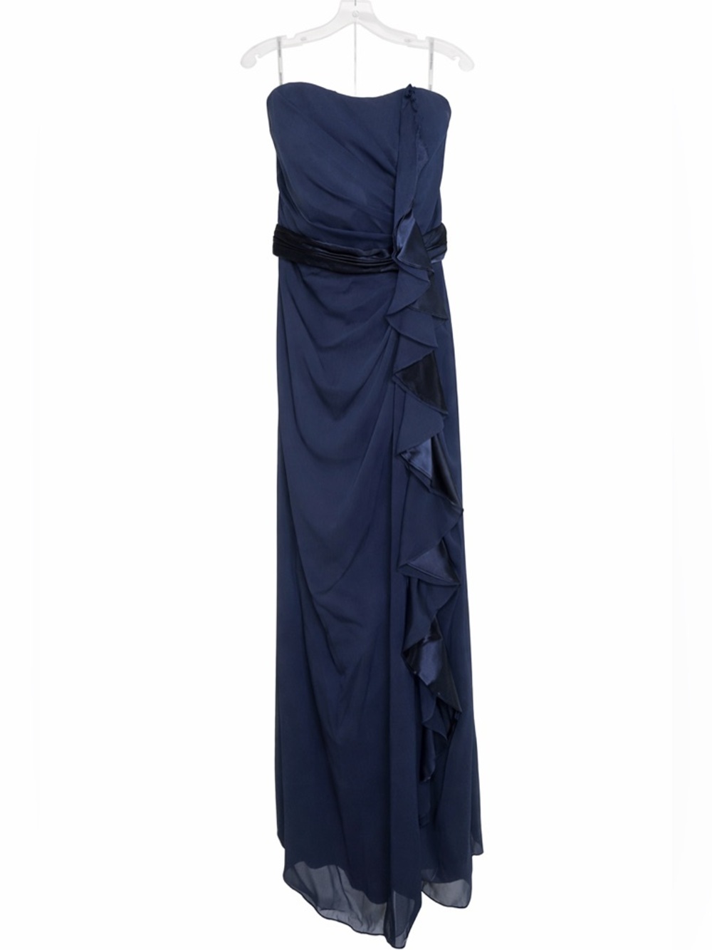 David’s Bridal Navy Blue Strapless Bridesmaid Dress Size 4 Long Formal Chiffon